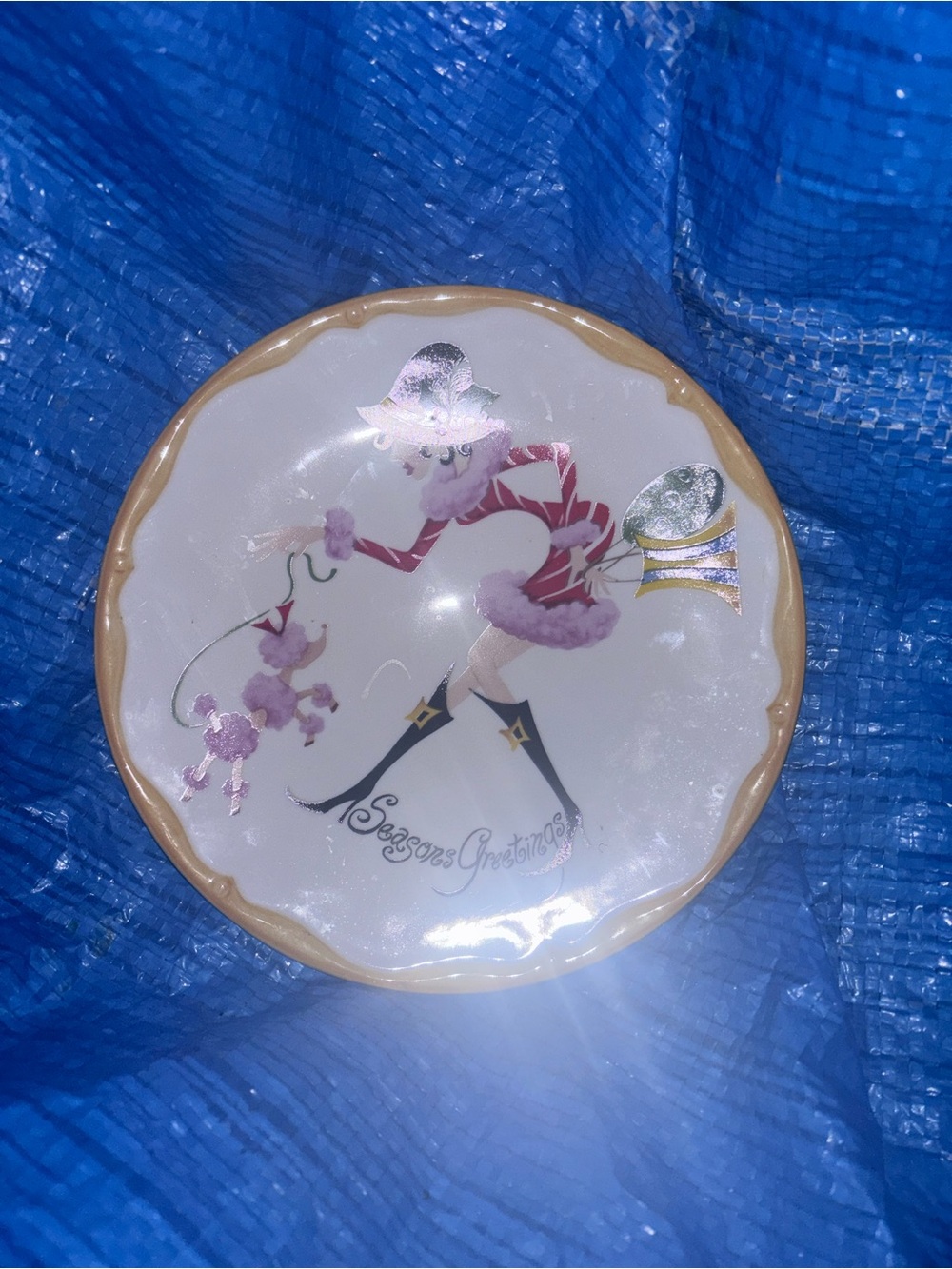 Decorative Holiday Plate with Pink and Gold Accents